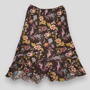 CAbi Reversible Paisley Floral & Abstract Snakeskin Print Midi Skirt